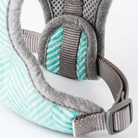 Hugo & Hudson Tweed Dog Harness Vest - Aqua Herringbone - L