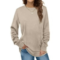Ауео ризи за жени, шикозни блузи за жени дамска мода есен зима Плътен пуловер с дълъг ръкав