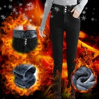 Учител панталони за жени Модерен зимата топло Шерпа руно облицовани дънки за жени висока талия разтеглив Кашмир гамаши плюшени разтеглив кльощава термични дънки ?