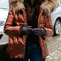 Жени модни дълги ръкави с твърд цвят с качулка с дълъг памучен палто от памучно яке, портокал