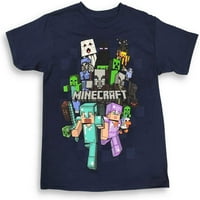 Риза на Minecraft за момчета Група от герои Tee) ВМС