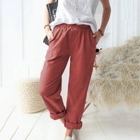 Лизечин шорти за жени клирънс Плътен цвят джобове ластик удобни прави панталони