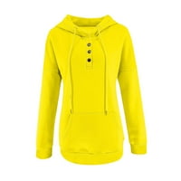 Не пропускайте Himiway Modern Hoodie Women's Fashion Casual Color Color Button Long Loode Hoody Top Yellow S