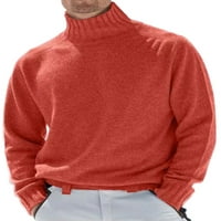 Glonme твърд цветен плетен пуловери за мъжки модни парти пуловер ежедневен пуловер с висока шия червен XL