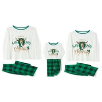 Весела коледна пижама комплект семейство съвпадение на коледни лосове букви върхове карирани панталони заспиване pjs