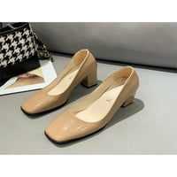 Fangasis Ladies Lightweight Chunky Block Heel Pumps Официално антиплъзгащи се компетен комфорт на обувките при високи токчета от кайсия 4.5