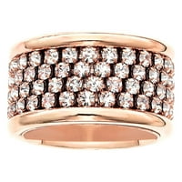 14-каратово розово златно покритие четири реда прозрачен кристален пръстен