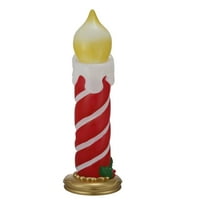 Празнично време пластмасова светеща червена раирана свещ, вътрешна външна Коледна украса