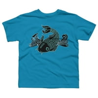 Биолуминесцентна Koi Fish Boys Turquoise Blue Graphic Tee - Дизайн от хора m