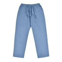Gubotare работни панталони за жени дамски памучен суитчъни тренировка йога прави гамаши за крака Леки разхлабени панталони пижама с джобове, небесно синьо 5xl