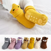 Бебешки чорапи против приплъзване сладък памучен анимационен филм топли животински чорапи Подови чорапи за малко дете, розово