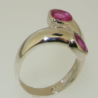 Британски направени 10K бяло злато естествено рубинен женски пръстен - Опции за размер - размер 4.25
