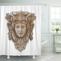 Кафява Римска глава на скулптурата ренесансова завеса за баня завеса за баня