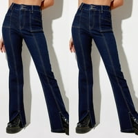 Дамски панталони с пълна дължина панталони просвета високо талия панталони панталони атлетически панталони за жени, синьо, s