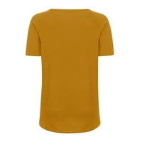WHLBF дамски клирънс Причинно-v-образно печат блуза с къси ръкави тениска летни върхове