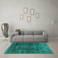 Ahgly Company Machine Wareable Indoor Rectangle Oriental Turquoise Blue Industrial Area Rugs, 8 '12'