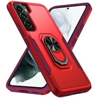 Sanimore за Samsung Galaxy S Magnetic Case Support Wireless зареждане, грапави и TPU броня покрива с монтиране на автомобила и ринг Kickstand Военна капка Защитна черупка, червено