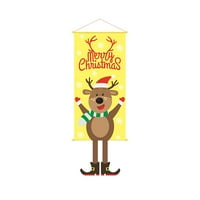 Коледна Украса Куплет Висящи Плат Карикатура Снежен Човек Елен Висящи Коледна Атмосфера Кърпа За Стена Висящи