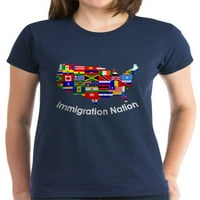 Cafepress - САЩ: Черна тениска на имиграционната нация - тъмна тениска на жените