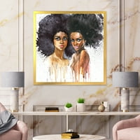 Дизайнарт 'портрет на две Афроамериканки' модерна рамка Арт Принт