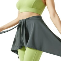 Grianlook дамски пола солиден цвят тренировка спорт къси поли с висока талия дъна жени лято прикриване на дупето вдигане на обикновен шал сив един размер