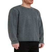 Студио мъжки & големи мъжки френски хавлиени дрехи боя ролка подгъва дълъг ръкав суитчър, размери ХС-3ХЛ, Мъжки пуловер