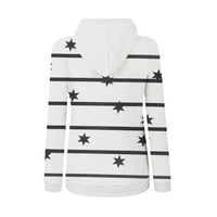 Таймегард С качулка за жени печат Поло дълъг ръкав Суитчъри блуза тениска върхове, Бяло, ххл