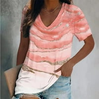 Корашан графични тийнейджъри за жени дамски ежедневни върхове жени мода лято V-образно пуловер печат с къс ръкав топ блуза жени върхове