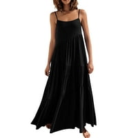 Клирънс йохом летни рокли дамски нередовни плисирани плажни прашки дълга пола черна m