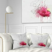 Дизайнарт скица за розови цветя с цветни пръски - възглавница за флорално хвърляне-16х16