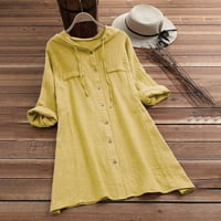 Жени разхлабени ръбови соларни карирани къси риза Небрежна дама пуловер Топ блуза жени ризи с къс ръкав с дълъг ръкав тениски за жена