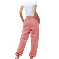 NSENDM Дамски дънни суитчъри за джоги панталони тренировка с висока талия с йога панталони с джобове ежедневни панталони жени спално бельо розово средно