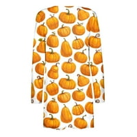Yubatuo Женски моден ежедневен Хелоуин Флорален принт средна дължина Кардиганско яке палта за жени Жълти 4XL