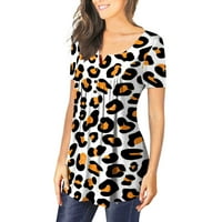 Ризи с къс ръкав за жени с къси ръкави върхове блузи редовно прилепнали тениски пуловер тениски върхове леопардови тениски тениски v върхове на шията ежедневни блу