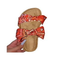 Зодани дамски сандали отворени пръсти пързалки Лък пързалка Сандал дамски чехли дамски Фау Велур приплъзване на ежедневни обувки Сатен Червен 11