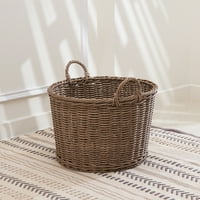 Мила Кръгла смола съхранение и организиране кошница с дръжки-Размер л