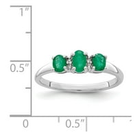 Твърди стерлинги сребро изумрудено зелено може скъпоценен камък и диамант годежен пръстен размер