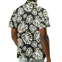 Свеж поглед Мъжки бутон печат върховете спестявания клирънс сделки, Мъжки Хавай флорални ризи с къс ръкав влага мокър сух риза бутон надолу тропически празник плажна риза тънък годни, Черно 4хл