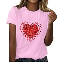Amidoa жени сладък графичен тройник любов Сърце смешни тениски тийнейджъри Лято спирнг късо ръкав Небрежни върхове Рожден ден подаръци дрехи дрехи