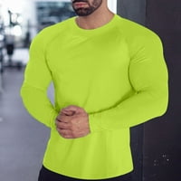 Тениски ризи за мъже пролет и летни фитнес спортове бързо изсушаване на дълъг ръкав кръг в шия плътно цветово еластично дъно мъжки върхове