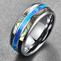 Волфрамов стоманен карбид инкрустирани черупки сини опални мъже пръстени никога не избледняват годежен пръстен мъже бижута