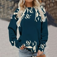 ABSUYY Суитчърс за жени Разхлабете пуловер кръгла врата Зима есен отпечатан дълъг ръкав мода ежедневни основни върхове размер 2xl 2xl