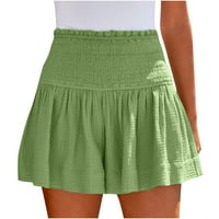 Дамски Панталони клирънс продажба Дамски Плътен цвят Случайни Лято Висока талия шорти зелен м