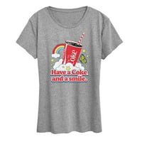 Coca -Cola - имайте кокс и усмивка - графична тениска с къси ръкави за жени