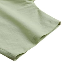 Jusddie дамски тениска солиден цвят модна тениска с къс ръкав празничен тройник обикновен шезлонг зелено 3xl