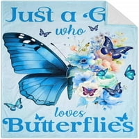 Пеперуда одеяло подаръци, 60 × 50 красива фланела хвърлят одеяла за жени момичета, мека лека легло хвърля за спалня сън