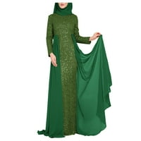 Есенни сватбени рокли за гости за жени Европа Америка средна пайения женственост сладка тънка рокля с дълъг ръкав зелено