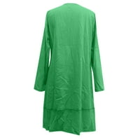Женски рокли солидна смяна на V-образно деколте над коляното мода летен ръкав рокля зелено 2xl