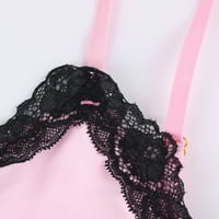 Uorcsa transparent v Neck Fashion Sleepear Erotic Lace Sling Жени изкушение бельо комплекти розово