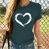 Жените къс ръкав Сърце форма печат ежедневни блузи тениска